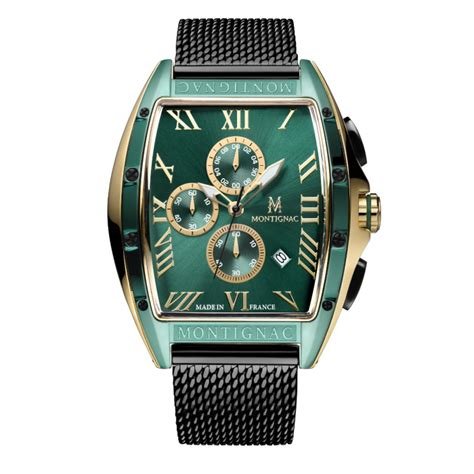 Montre homme quartz tonneau vert mow801