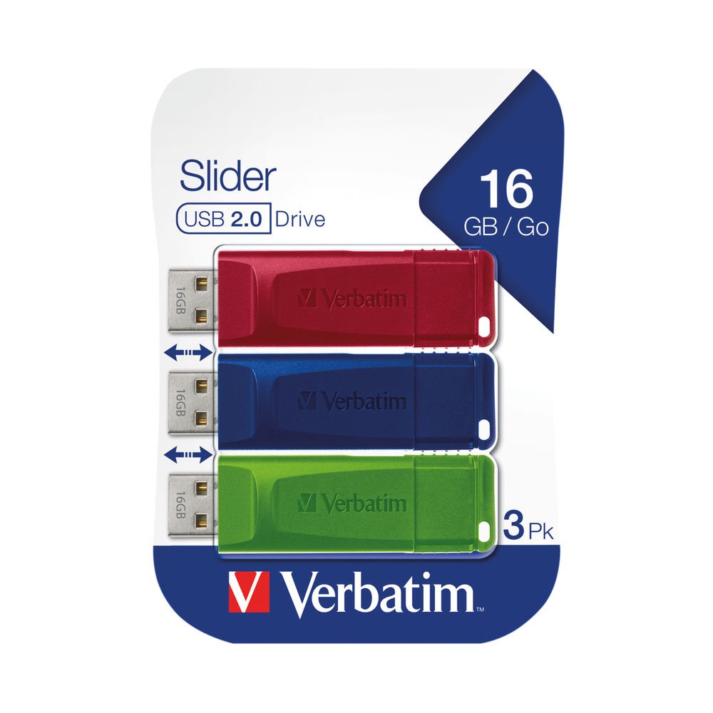 Pack 3 cles usb slider 2.0 drive 16go