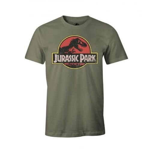 Figurine jurassic park - t-shirt vintage logo - kaki (s)