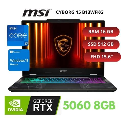Pc portable cyborg 15 b13wfkg i7-13620h 2,4ghz 512go 16go geforce rtx 5060 azerty