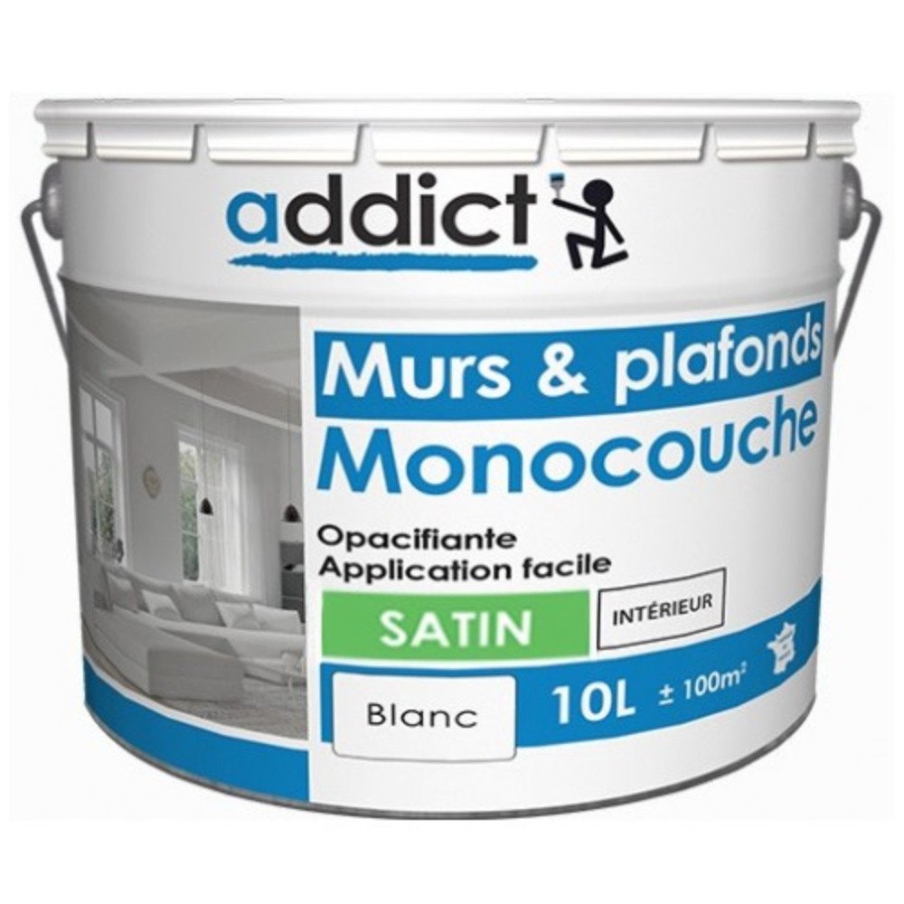 Bidon peinture 10l murs & plafonds satin - blanc