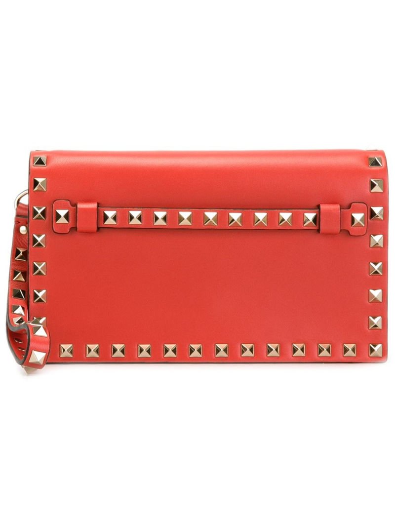 Sac rockstud shoulder bag a rabat cuir graine taupe avec bandouliere