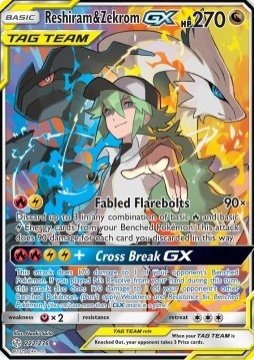 Carte pokemon reshiram & zekrom gx cec 222
