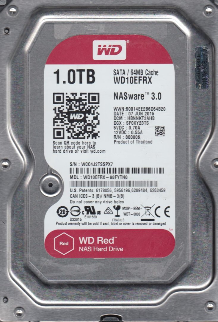 Hdd 3.5" sata/64mb 1.0tb wd10efrx-68fytn0