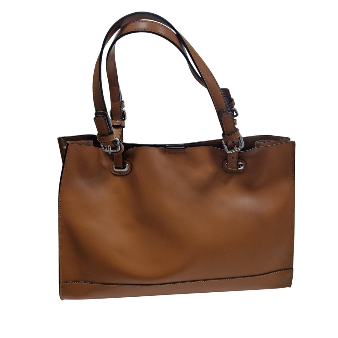 Sac a main grand cabas construction geometrique chevrons camel brun fard