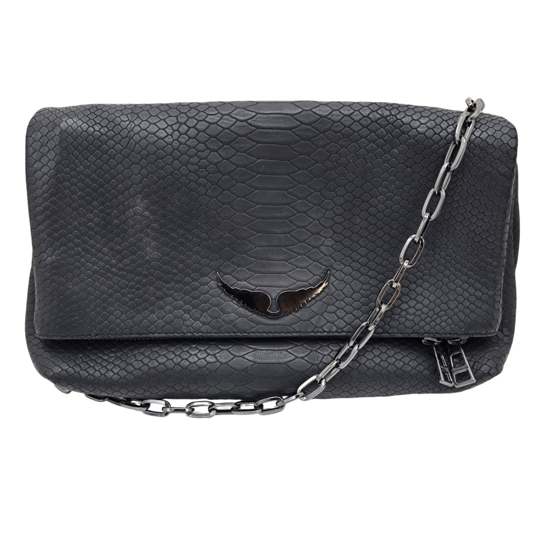 Sac rock soft savage effet python noir avec bandouliere