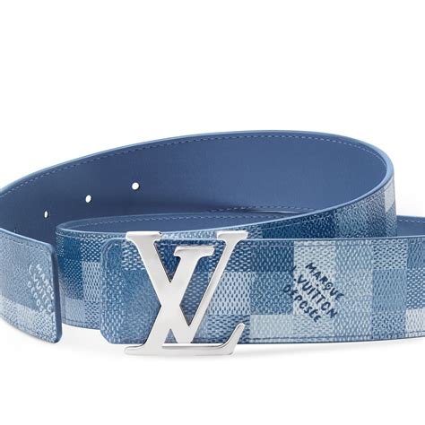 Ceinture initiales damoflage 40mm reversible toile damier bleu