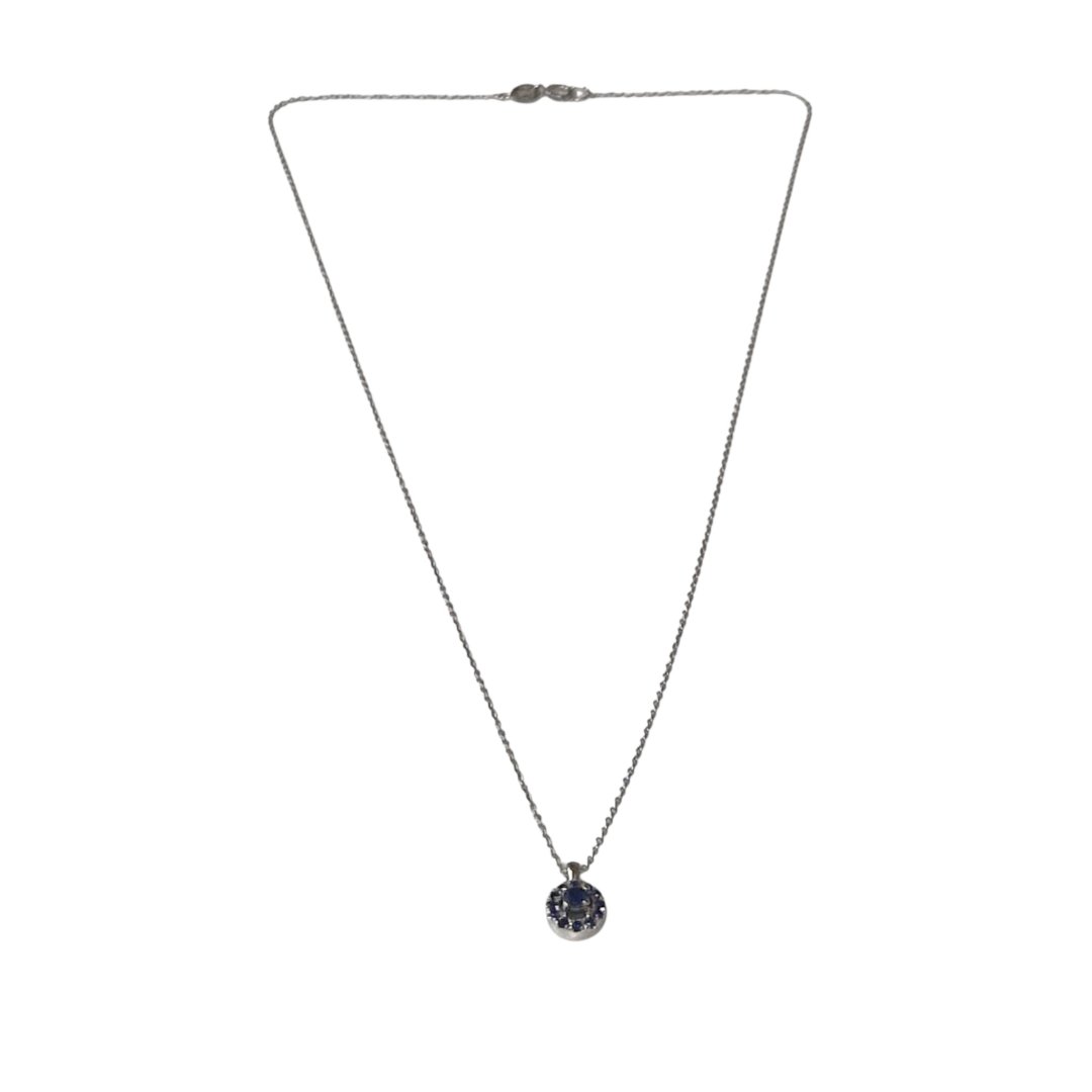 Collier mauboussin blanc pendentif serti pierres bleues