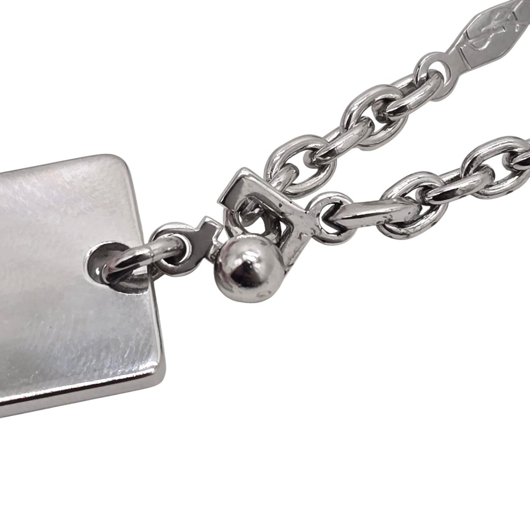 Porte cles plaque ysl + chaine argent 925eme