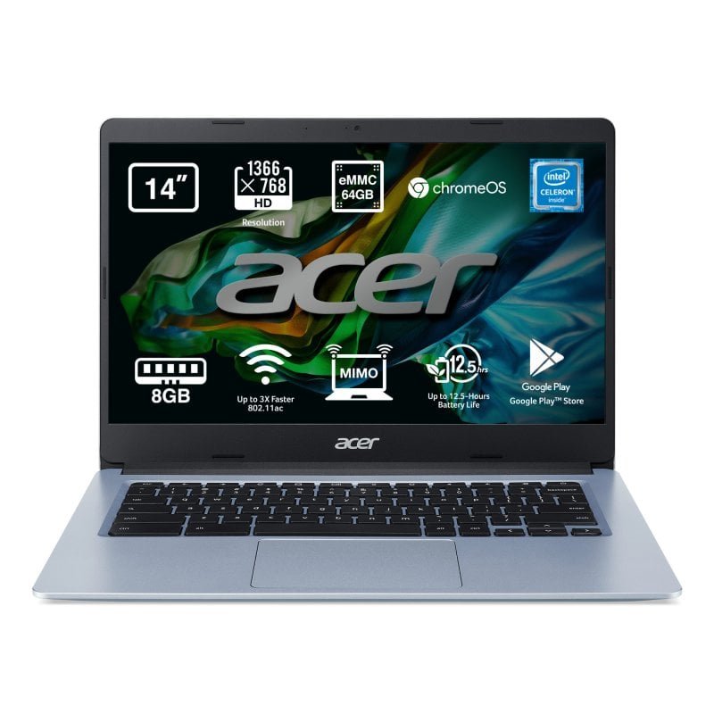 Ordinateur portable intel celeron n4500 cb314-3ht-c6mx chromebook 314 14" 1,10ghz 128go 4go