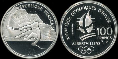 Piece 100 francs albertville ski acro.