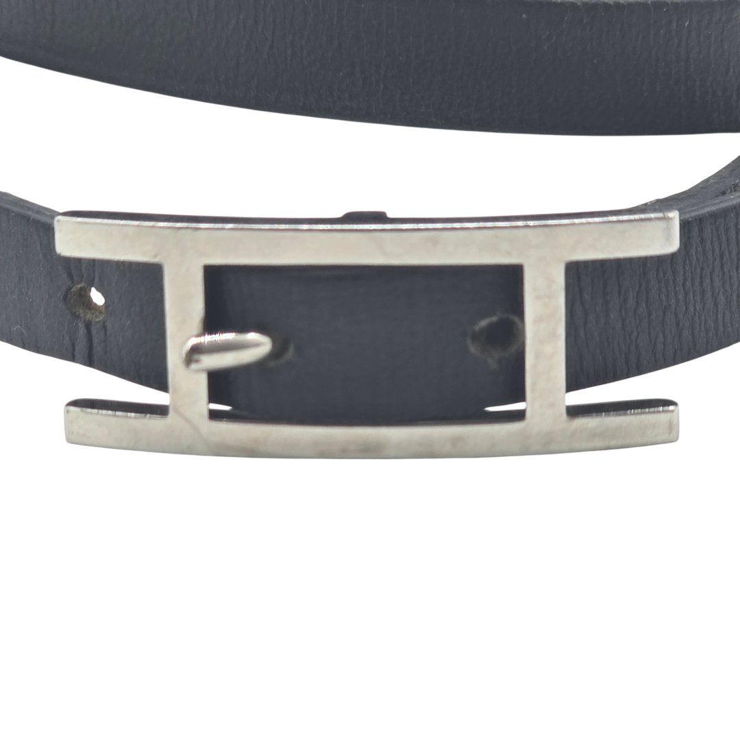 Bracelet hapi 3 triple tour cuir noir/fauve