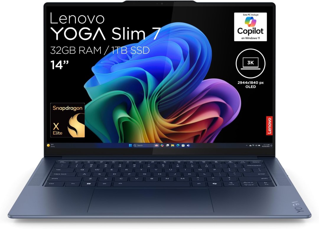 Ordinateur portable yoga slim 7 14q8x9 14" snapdragon x plus - x1p64100 3,42ghz 512go 16go qualcomm adreno x1-85 aze