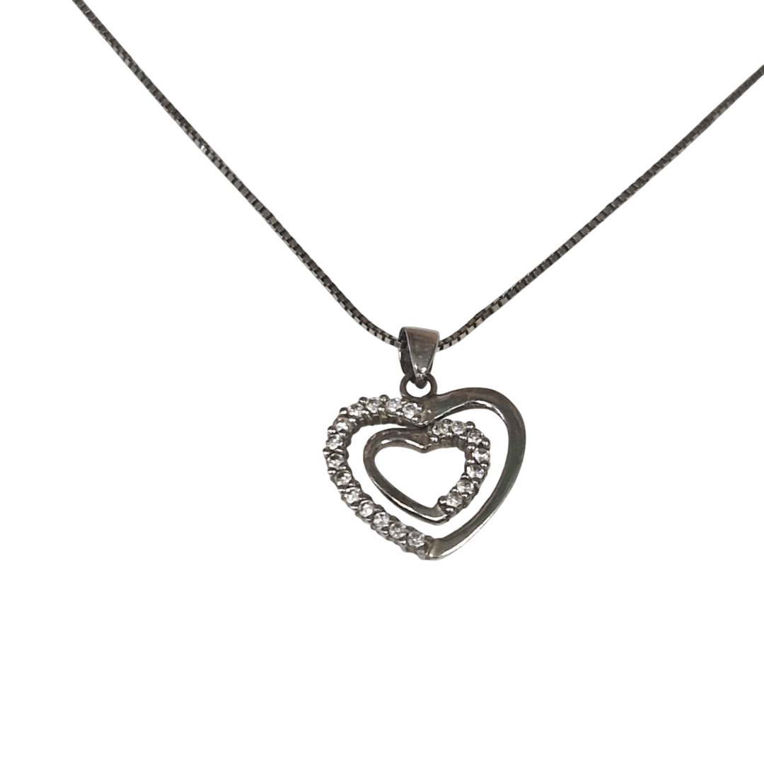Collier chaine et pendentif double coeur