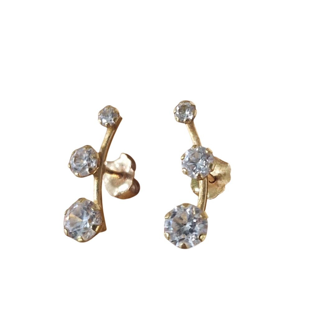 Boucles d'oreille jaune 3 brillants