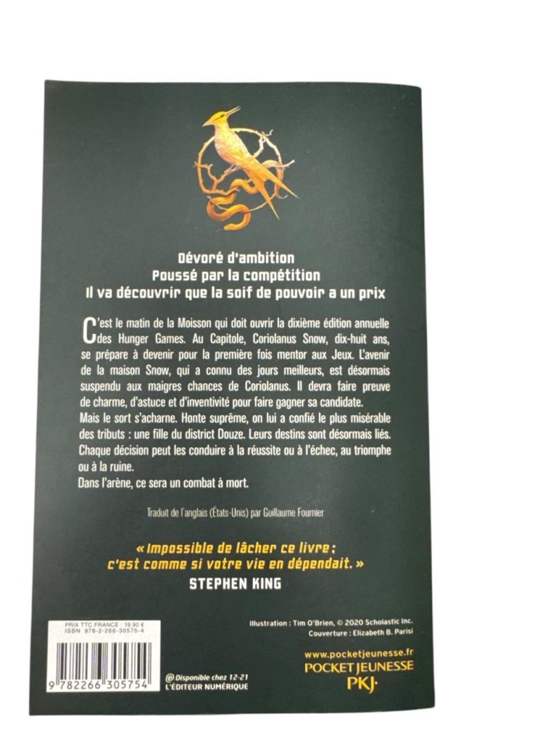 Livre hunger games - la ballade du serpent et de l'oiseau chanteur