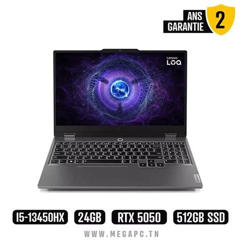Pc portable gaming loq 15irx10 i5-13450hx 512go 24go rgeforce rtx 5050