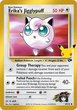 Carte pokemon rondoudou d'erika 30c gc 69