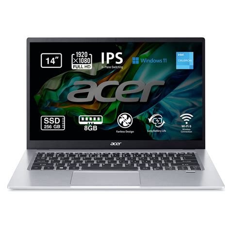 Pc portable sf114-34-c5rw intel celeron n4500 (dual-core, 1.1 ghz a 2.8 ghz) 4 go lpddr4x (soudee, non evolu